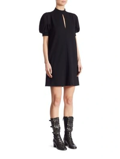 Shop Chloé Puff Sleeve Dress In Black
