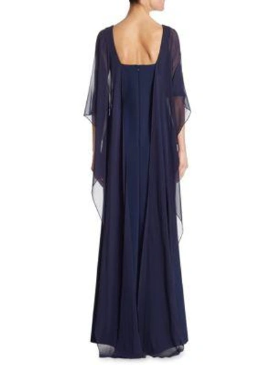 Shop Teri Jon By Rickie Freeman Women's Scuba Gown Chiffon Overlay Dress In Black