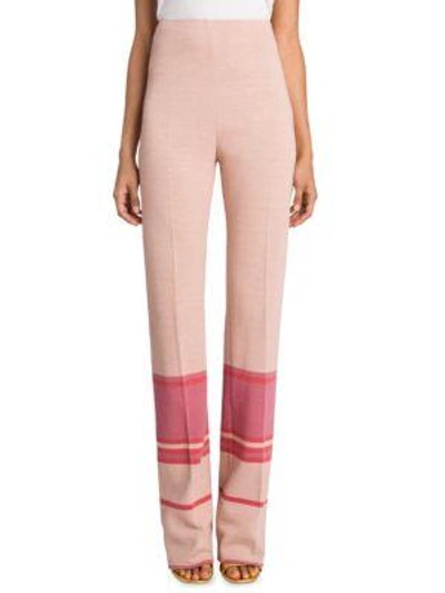 Miu Miu High-waist Striped Pants In Beige