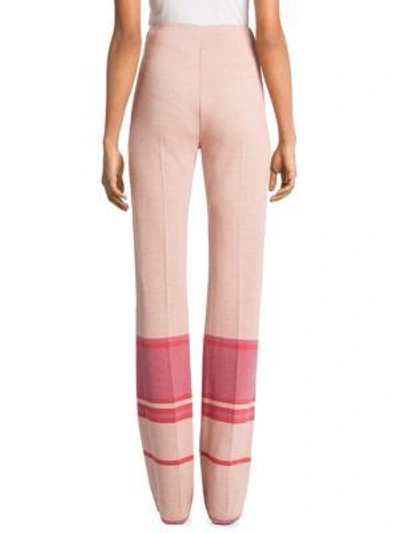 Shop Miu Miu High-waist Striped Pants In Beige