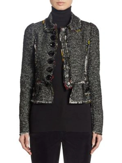 Dolce & Gabbana Floral-seam Tweed Cropped Jacket