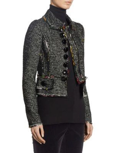 Shop Dolce & Gabbana Floral-seam Tweed Cropped Jacket