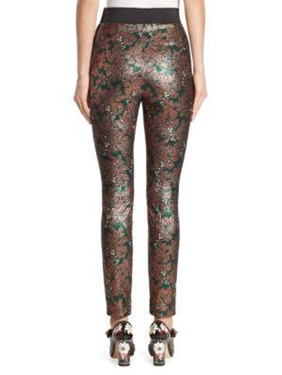 Shop Dolce & Gabbana Lurex Jacquard Floral Pants In Pink