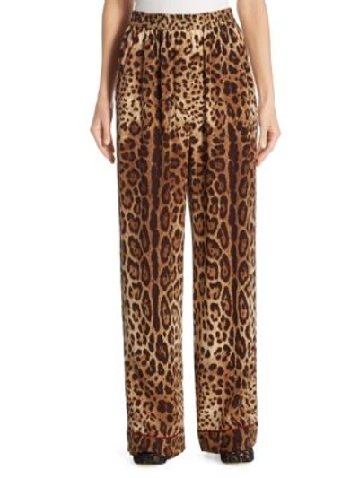 Dolce & Gabbana Leopard-print Crepe De Chine Pajama Pants