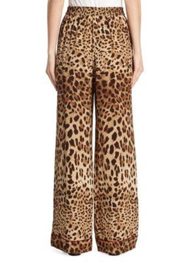 Shop Dolce & Gabbana Leopard-print Crepe De Chine Pajama Pants