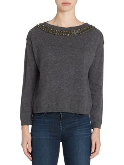 The Kooples Embellished Sweater In Gray