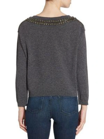 Shop The Kooples Jeweled Pullover In Grey