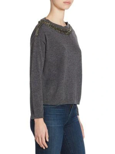 Shop The Kooples Jeweled Pullover In Grey