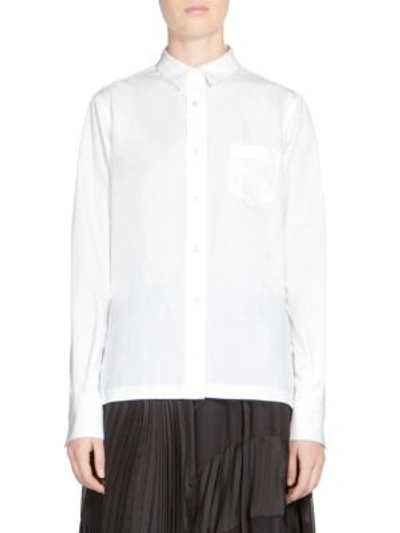 Sacai Button-front Lace Shirt In White