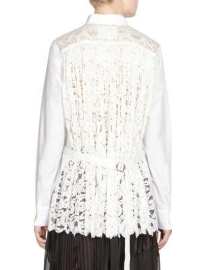 Shop Sacai Button-front Lace Shirt In White