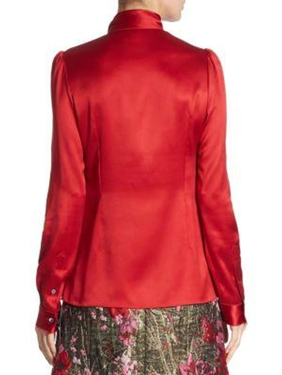 Shop Dolce & Gabbana Satin Tie-neck Blouse In Red