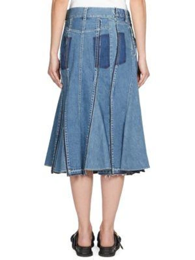 Shop Sacai Cotton Denim Skirt In Light Blue