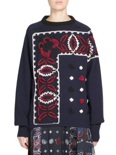 Sacai Bandana Pattern Sweater In Navybianco