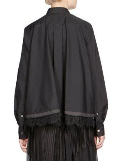 Shop Sacai Lace Button-front Shirt In Black