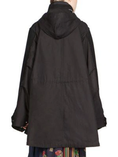 Shop Sacai Melton Hooded Jacket In Black