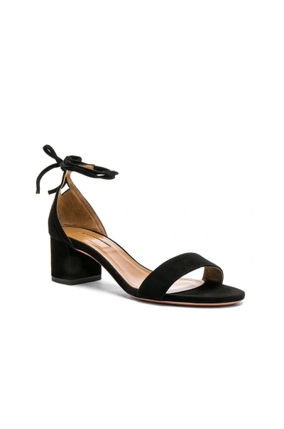 Shop Aquazzura Suede City Sandal Heels In Black