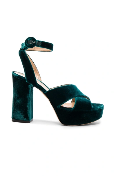 Shop Gianvito Rossi Velvet Roxy Platform Heels In Green