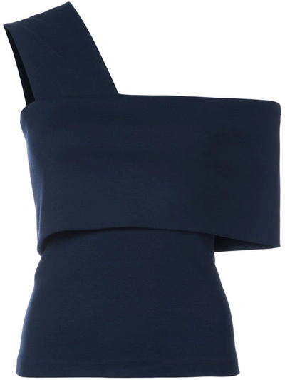 Rosetta Getty One-shoulder Stretch-knit Top In Navy