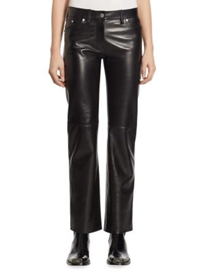 Calvin Klein Collection Leather Straight-leg Jeans In Black