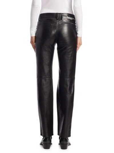 Shop Calvin Klein Collection Straight Leg Leatherpants In Black