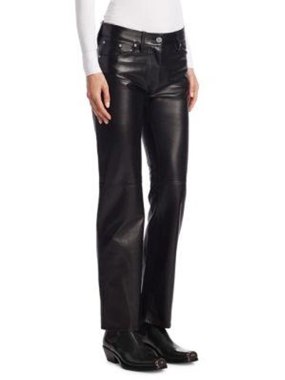 Shop Calvin Klein Collection Straight Leg Leatherpants In Black