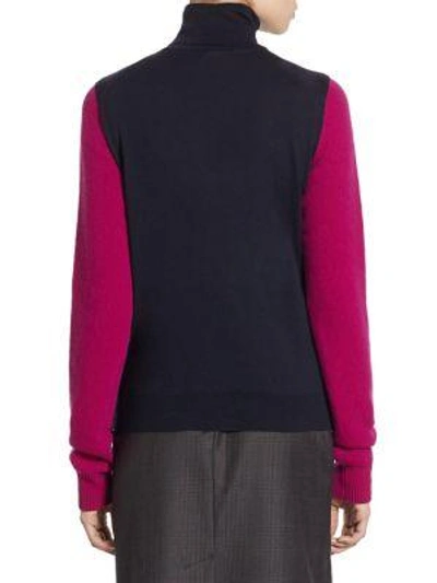 Shop Calvin Klein Collection Wool Turtleneck Pullover In Navy Orchid