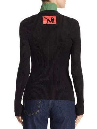 Shop Calvin Klein Collection Ribbed Turtleneck Sweater In Black Algue