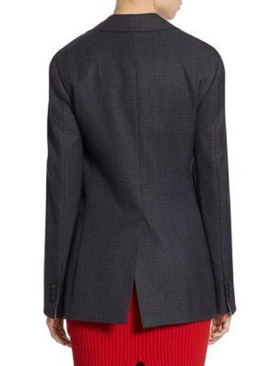 Shop Calvin Klein Collection Wool Checked Jacket In Navy Blue