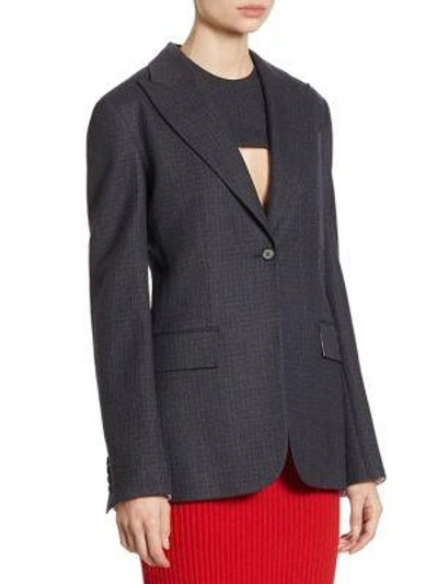 Shop Calvin Klein Collection Wool Checked Jacket In Navy Blue