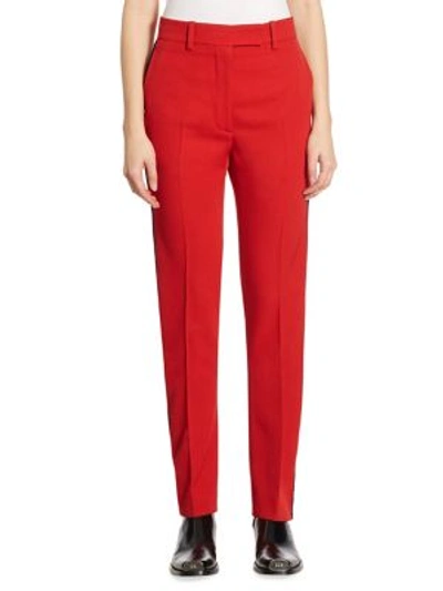 Calvin Klein Collection Side-stripe Wool Twill Pants In Crimson