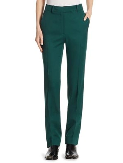 Calvin Klein Collection Side-stripe Wool Twill Pants In Dark Green