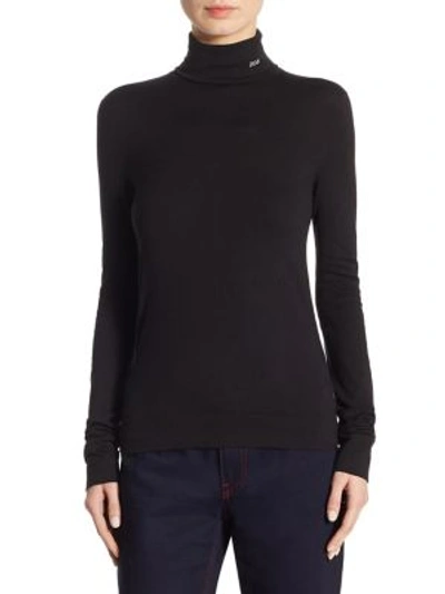 Calvin Klein Collection Turtleneck Cotton Pullover In Black