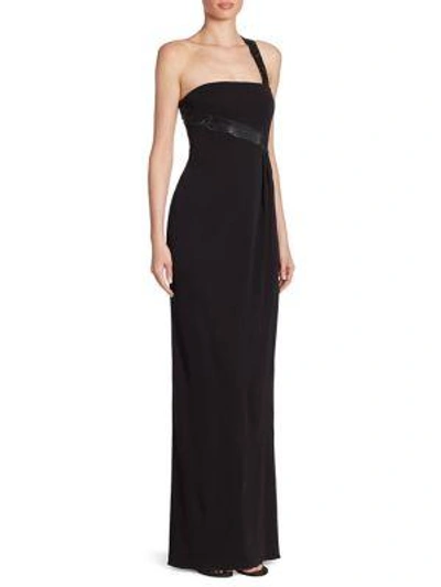 Shop Armani Collezioni Matt One-shoulder Jerseygown In Black