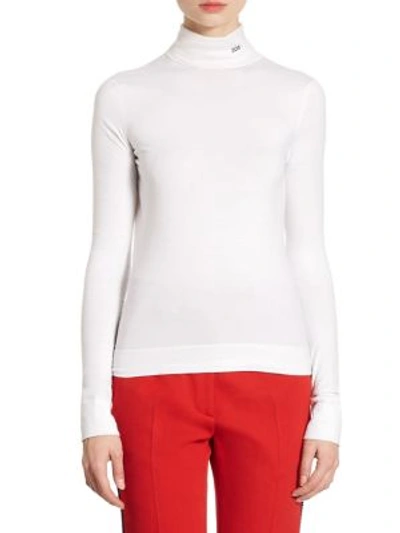 Calvin Klein Collection Turtleneck Cotton Pullover In Optic White