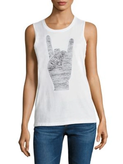 Ag Serena Cotton Tank Top In Black Rock On Print