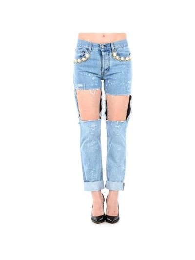 Forte Couture "boyslim" Ripped Jeans In Denim