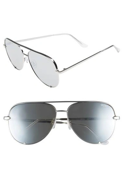 Shop Quay X Desi Perkins High Key 62mm Aviator Sunglasses - Silver/ Silver