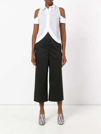 Shop Lemaire Cropped Wide Leg Trousers In Black