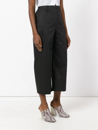 Shop Lemaire Cropped Wide Leg Trousers In Black