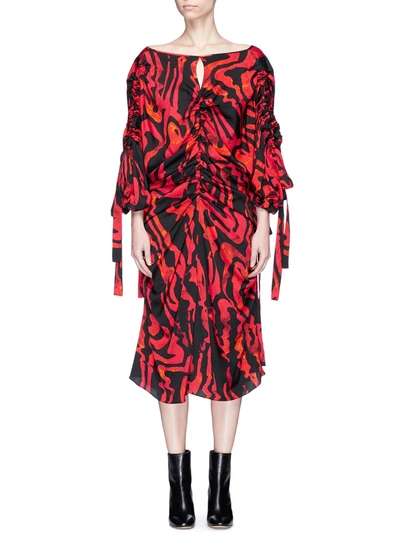 Ellery 'kabukimono' Squiggle Print Cold Shoulder Silk Dress