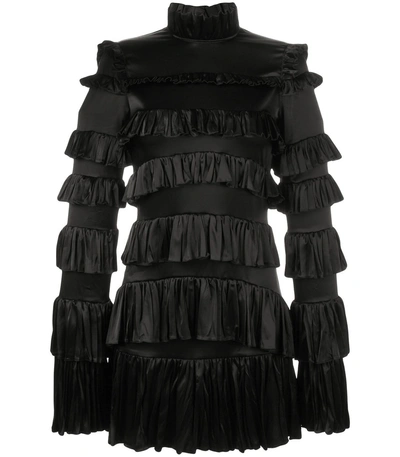 Off-white Black Mini Tiered Ruffled Dress