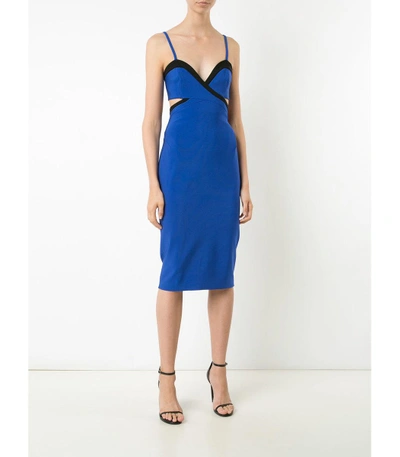 Shop Mugler Blue Cut-out Fitted Dress
