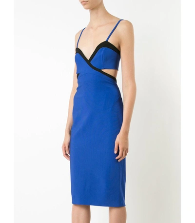 Shop Mugler Blue Cut-out Fitted Dress