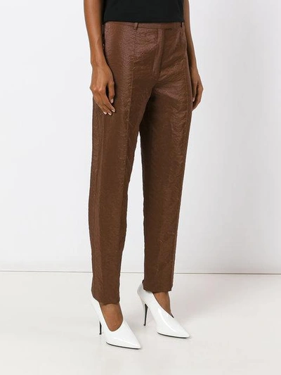 Shop Nina Ricci Cropped Straight Trousers In Brown