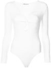 Alexander Wang T Twist-front Stretch-modal Jersey Bodysuit In White