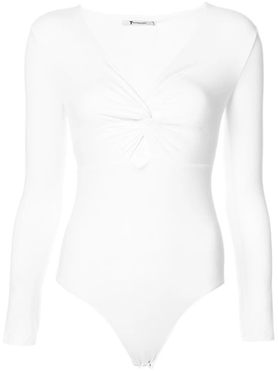 Alexander Wang T Twist-front Stretch-modal Jersey Bodysuit In White