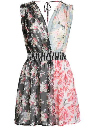 Shop Amen Patched Floral Sleeveless Dress