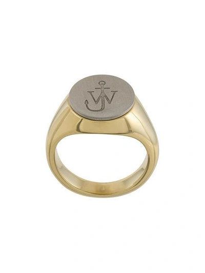 Shop Jw Anderson Logo Engraved Ring In Metallic