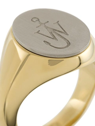 Shop Jw Anderson Logo Engraved Ring In Metallic