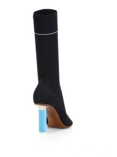 Shop Vetements Lighter Heel Knit Sock Boots In Black-blue